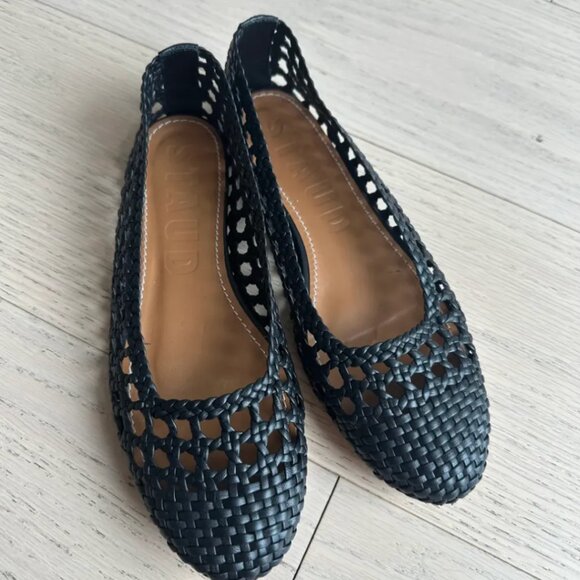 Staud Nell woven leather ballet flats in Black - Picture 1 of 4